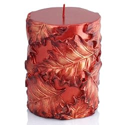 3" x 4" Red Maple Leaf Pillar Candle