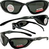U2 FOAM PADDED SUNGLASSES, MOTORCYCLE ATV SPORTS EYEWEAR SMOKE LENSES