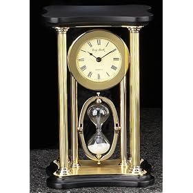 Click here to buy Executive Style Spitak Desk Clock and Sand Timer in Brass and Dark Rosewood by Simple Luxuries.