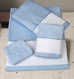 Egyption Cotton European Towels, Faccia dei Colori in Aria Blue/White Border