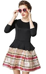 A-line Jacquard Spring Fall Winter Long Sleeves Ponte  Dress