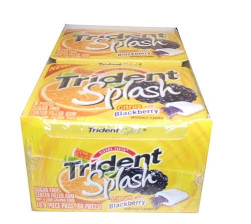 Trident Splash Citrus with Blackberry Gum-(10-9 Piece Packs) by Sugar-Free Candy