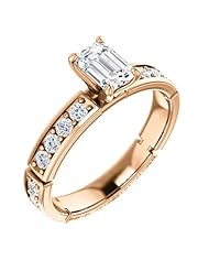 10K Rose Gold Emerald Cut Diamond Ring -- LIFETIME WARRANTY