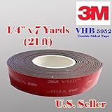 3m 1/4" (6mm) X 21 Ft (7 Yards) VHB Double Sided Foam Adhesive Tape 5952 Grey Automotive Mounting Very High Bond Strong Industrial Grade
