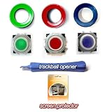 Blackberry Trackball Replacement Kit - Red Trackball & Red Rim, Blue / White Trackball & Blue Rim, Green / White Trackball & Green Rim for Blackberry 8100 / 8130 / 8300 / 8310 / 8320 / 8800 / 8820 / 8830 / 8900 / 9000 / Curve / Pearl + Trackball Tool / Opener + FREE BONUS Digicom Screen Protector for Blackberry Curve 8300