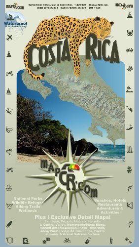 Costa Rica: Waterproof Travel Map of Costa Rica