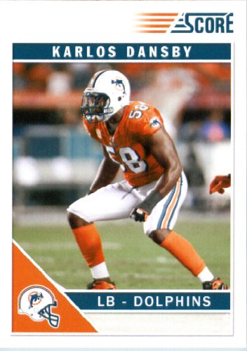 2011 Score Football Card # 156 Karlos Dansby - Miami Dolphins - NFL Trading Card In a Protective Screwdown Case!
