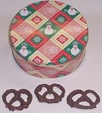 Scott's Cakes 1 lb. Milk Chocolate Covered Pretzel in a Snowman Tin