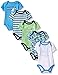 Nautica Baby Boys' Newborn Five-Pack Bodysuits,Aqua Green, 3-6 Months