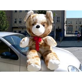 LIFESIZE TEDDY BEAR 54-INCHES TALL GIANT BIG PLUSH STUFFED ANIMAL * MINK COLOR (FUR LOOKS LIKE MINK COAT FABRIC) * AMERICAN MADE IN THE USA AMERICA