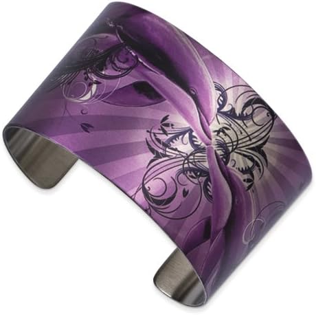 Tattooed Steel Purple Haze Stainless Steel Cuff Bangle Bracelet