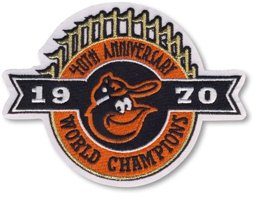 2010 Baltimore Orioles 40th Anniversary as 1970 World Series Champions MLB Baseball Jersey Sleeve Pa