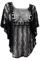eVogues Sheer Crochet Lace Poncho Top