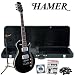 Hamer MON-BK Black Electric Guitar with GO-DPS Planet Waves Shredder Pick Pack PW-SHRED, D?addario E