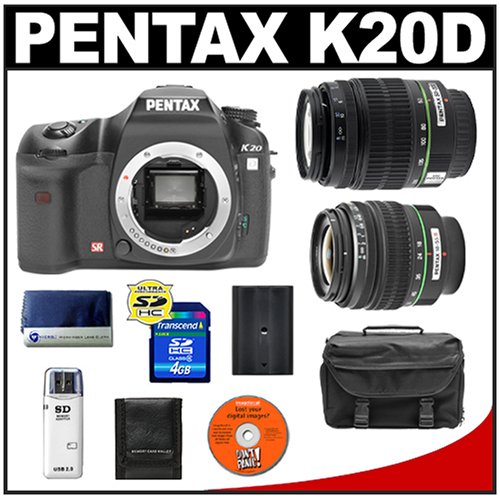 Pentax K20D Digital SLR Camera with Pentax SMC DA 18-55mm AL II Zoom Lens + Pentax SMC DA 50-200mm ED Zoom Lens + 4GB SDHC Card + Spare D-LI50 Battery + Case + Cameta Bonus Accessory Kit