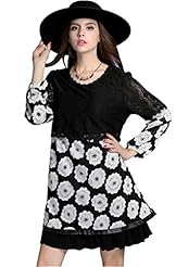 A-line Round Neck Applique Vintage Lace Cotton/Polyester  Dress