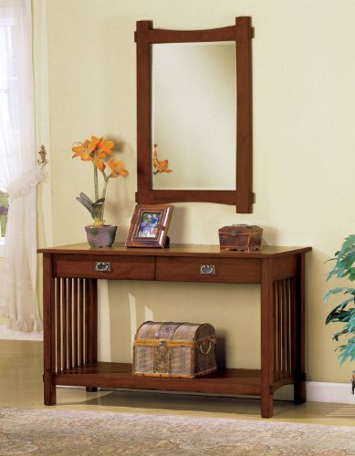 Furniture of America Liverpool 2-Drawer Mission Style Entryway Table, Antique Oak Finish Tables ...