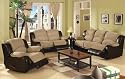 Furniture online: 3pcs Upholstery Sofa Loveseat & Recliner Set - Beige Finish