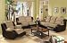 3pcs Upholstery Sofa Loveseat & Recliner Set - Beige Finish