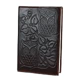 Tree Owls Dark Brown Blank Leather Journal - 4 x 6