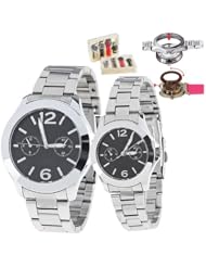 Orient Idea Ori-0212E 2 x Watch Sets Quartz Wristwatch with 3 Style Watch Bands for Lovers Couples