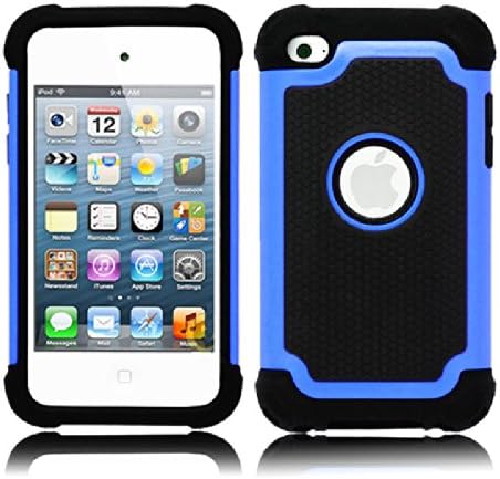 Hybrid Rugged Impact Rubber Matte Hard Case Cover for iPod Touch 4 iTouch 4 4th (Blue)