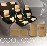 Universal PU (Synthetic) Leather Car Seat Covers Set with Carpet Floor Mats