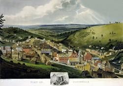 Pottsville, Pennsylvania, Bird's-Eye View, Published 1833 - 16" x 20" - Fine-Art Gicl??e Photographic Print of an Image from the Library of Congress Collection