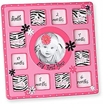 Cuddle Bear Girls' Pink Zebra Twelve Months Frame Kid's