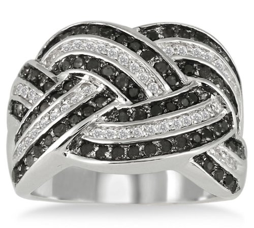 1 Carat T.W Black and White Diamond Ring in .925 