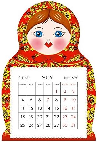 Nesting Doll Khokhloma. Tear OUT Calendar 2016 on the Magnet