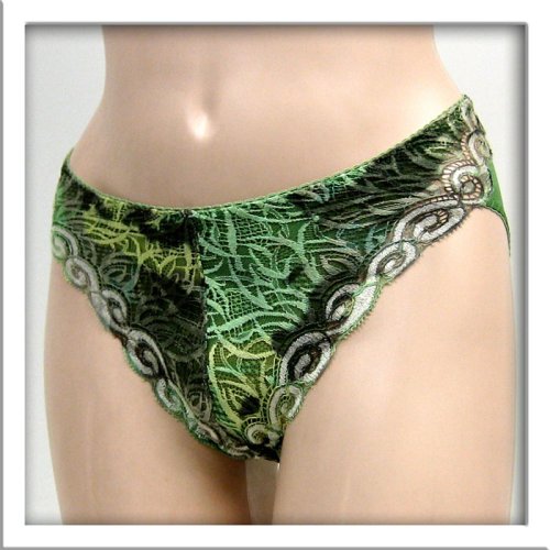 Venus 2 Pack Green Floral Sheer Bikini Panty #0070 sz S M