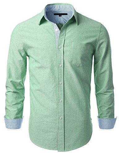 MONDAYSUIT Men's 100% Cotton Oxford Button-Down Long Sleeve Shirts