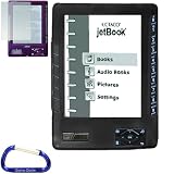 Black ECTACO jetBook eBook Silicone Skin Case cover, Screen Protector with Lint Cleaning Cloth, and Free Carabiner Key Chain
