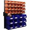 Louvred Panel & Bin Kit 5 - Workshop wall storage with 36 plastic Stacking Bins / Boxes
