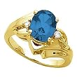 14K Yellow Gold Chatham Created Sapphire and Diamond Ring