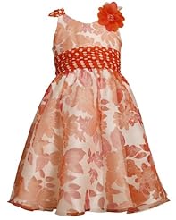 Girls Polyester/Rayon Applique Shirred  Dress With a Sash 