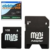 1 GB mini SD Card (1GB miniSD Karte) + ELEKTROWA-SOFTWARE + SD Adapter Speicherkarte fr E-Plus Pocket PDA