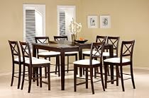 Hot Sale 9pc Cappuccino Wood Counter Height Dining Table & 8 Chairs Set