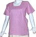 Womens Clothing - Cotton Short Sleeve Top Blouse Chikan Embroidery Size XL (ctop354)