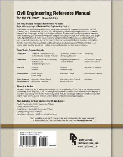 Cover image : Civil Engineering Reference Manual for the PE Exam
