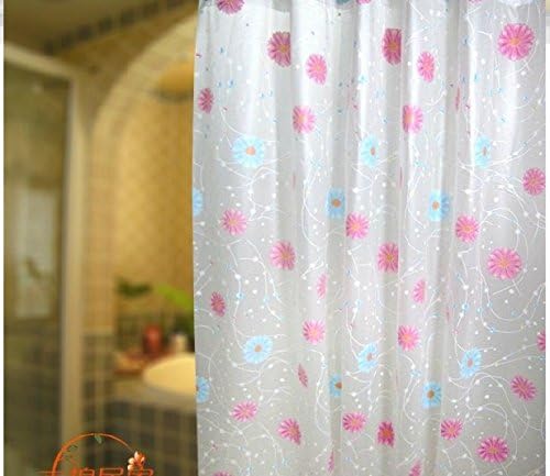 Graceful White EVA Shower Curtain with Pink Sunflowers Pattern, Fashion Bathroom Accessory, Waterproof and Mildewproof Shower Curtian, 72 x 72 inches (180 x180cm)