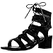 Allegra K Women Open Toe Cutout Chunky Heel Lace-Up Sandals