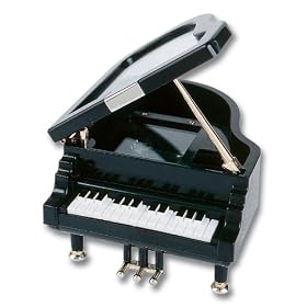 Piano Jewelry Box Musical Black Clear Lid