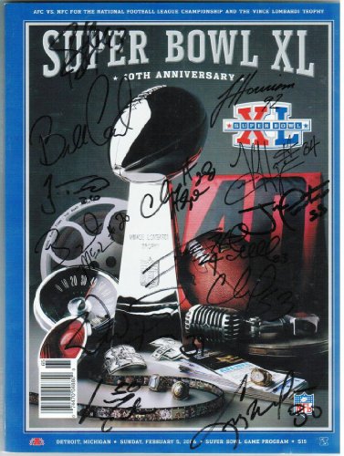 Autographed Pittsburgh Steelers Super Bowl XL Program Cowher Polamalu Plus 12 Sigs