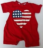 Baby Girl 0-3 Months, 100% Cotton Red American Flag Usa 4th July Outfit Romper Dress
