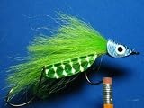 NEW FLIES Holographic & Glow in the Dark Tandem Hook Bass & Pike Floating Pearlescent Croc-Hide Head Fly #64