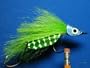NEW FLIES Holographic & Glow in the Dark Tandem Hook Bass & Pike Floating Pearlescent Croc-Hide Head Fly #64