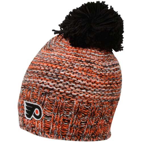 Reebok Philadelphia Flyers Ladies Orange-Black Big Pom Heathered Beanie