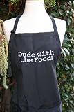 Black Embroidered Apron "Dude with the Food"